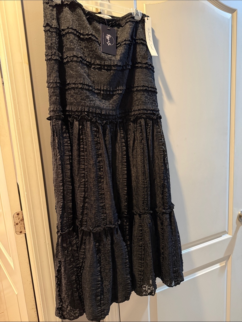 Mustard Seed Black Tiered Maxi Skirt